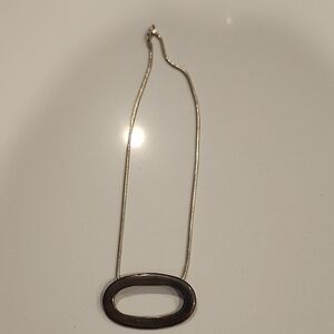 Soul Flower Sterling Silver Necklace with Black Oval Pendant